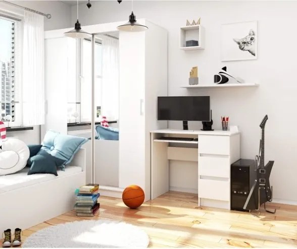 Scrivania 90x50 Con 3 Cassetti Laterali A Destra Artika Bianca