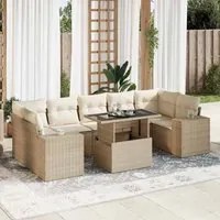 Set Divano da Giardino 8 pz con Cuscini Beige in Polyrattan 3326759