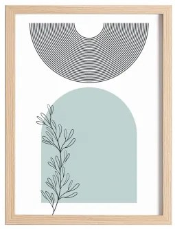 Set 3 Poster Decorativi (30x40 cm) Geos Verde Cenere & Legno Naturale - Sklum