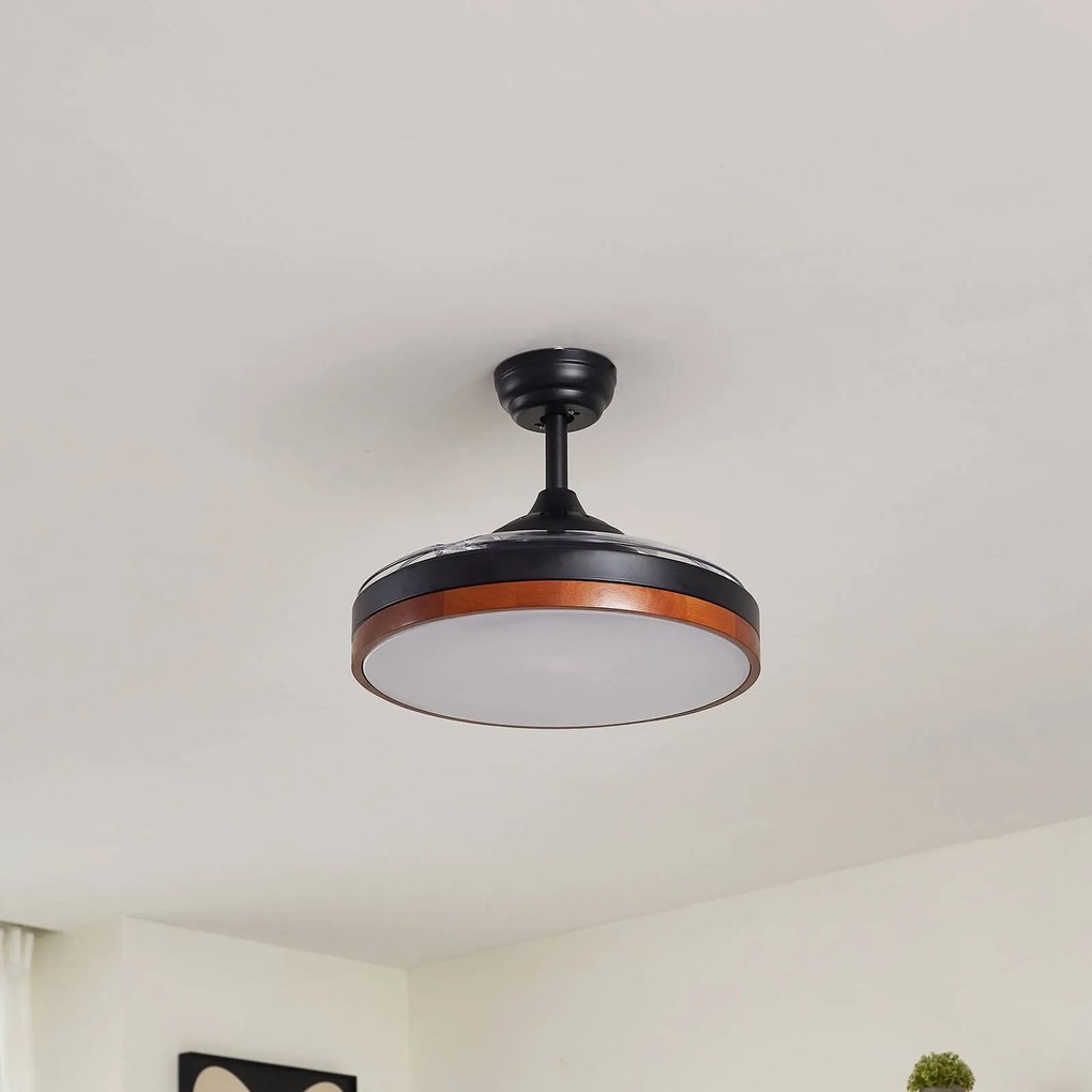 Ventilatore da soffitto Lindy LED Oras, nero, DC, silenzioso, 107 cm Oras Lindby, Nero, Soggiorno / Sala da pranzo, Metallo, Moderno