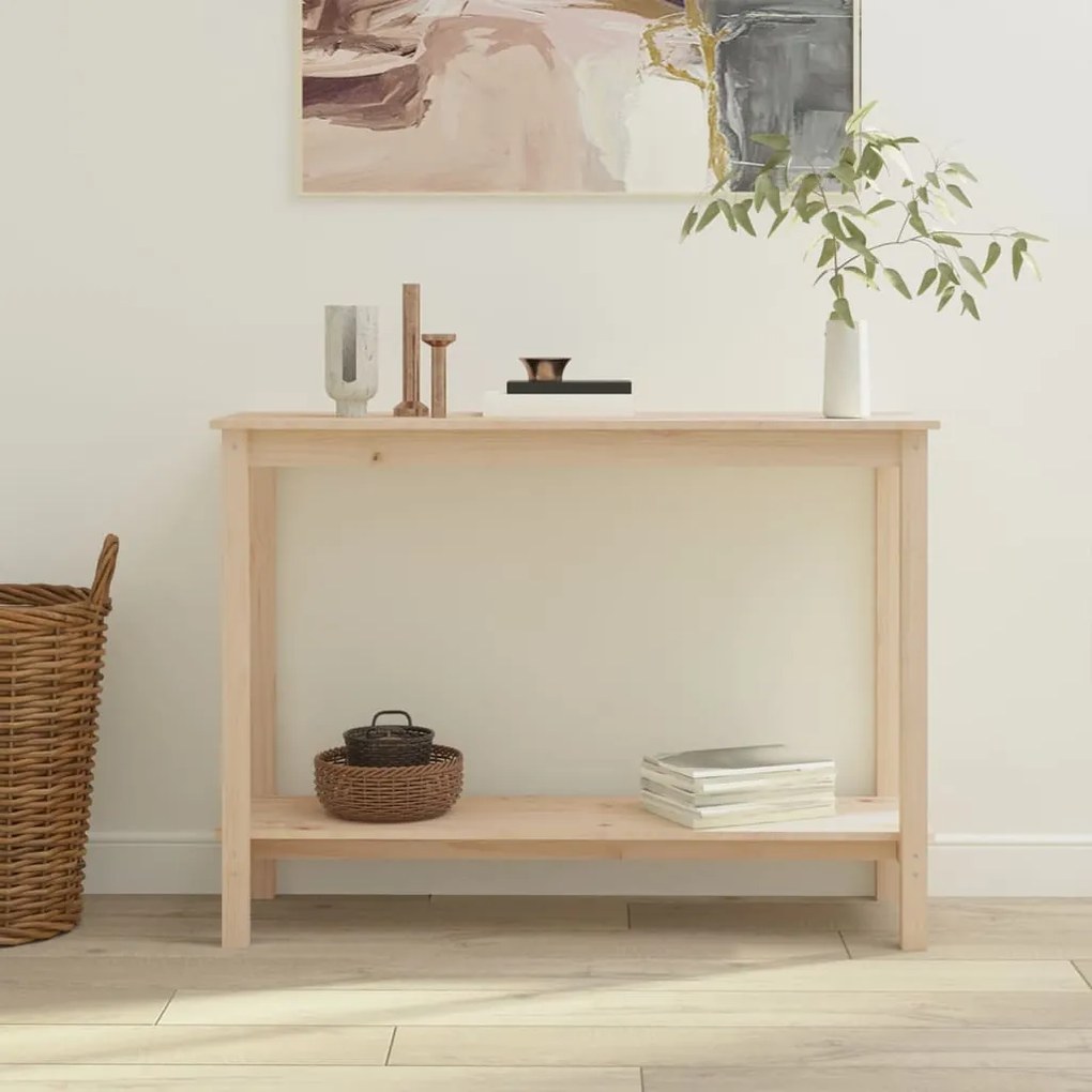 Tavolo Consolle 110x40x80 Cm İn Legno Massello Di Pino /