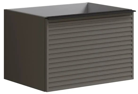 Mobile da bagno sospeso sotto lavabo L 60 x H 40 x P 45.5 cm grigio opaco, 2 cassetti Pixel