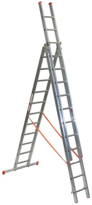 Scala a sfilo FACAL Genia 3 rampe in alluminio 3 x 11 gradini portata massima 150 kg EN 131 per lavori fino a 9.2 m