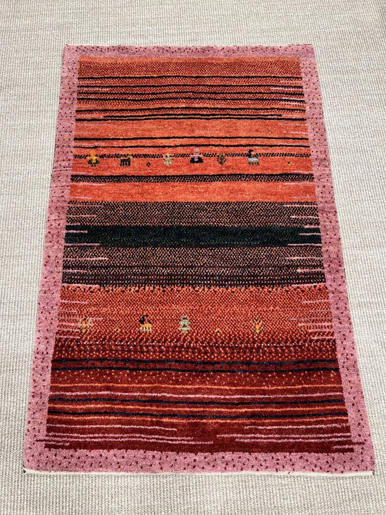 Gabbeh Tappeto 120x80 Rosso (Iran) Annodato A Mano