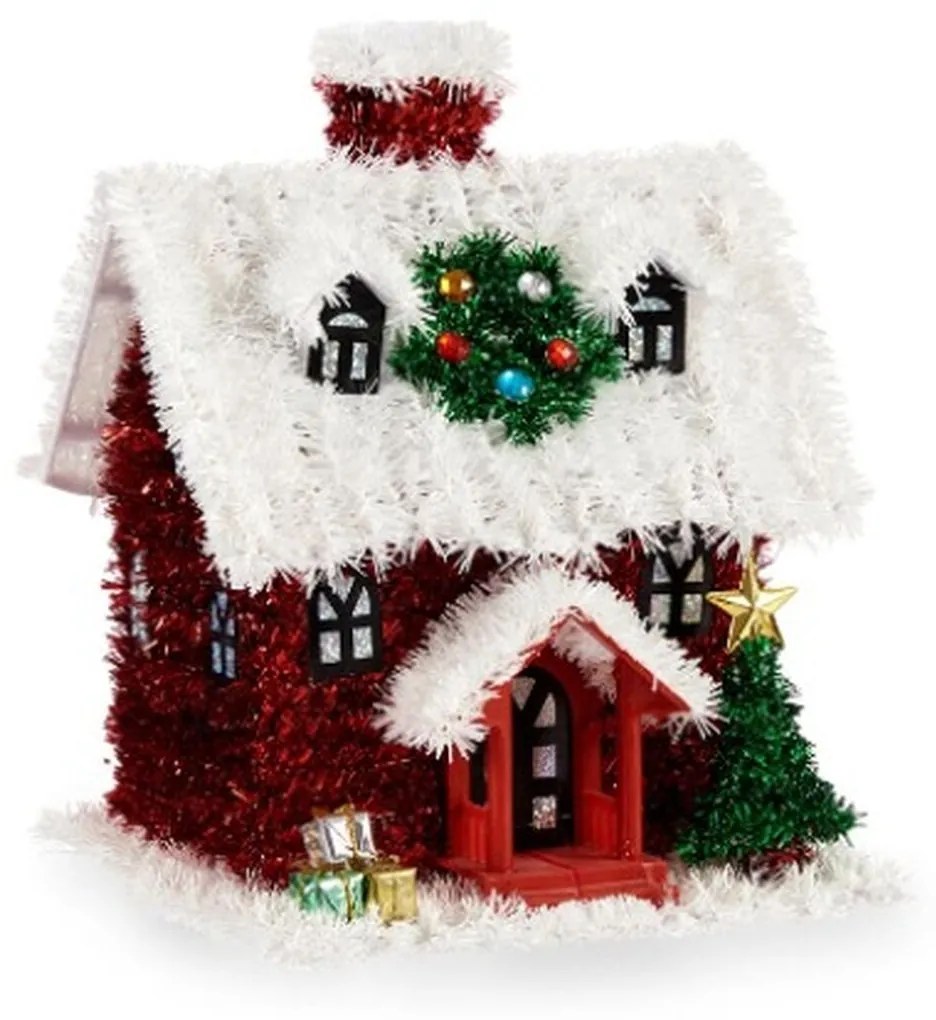 Statua Decorativa Casa Tinsel Bianco Rosso polipropilene PET 19 x 24,5 x 19 cm (12 Unità)