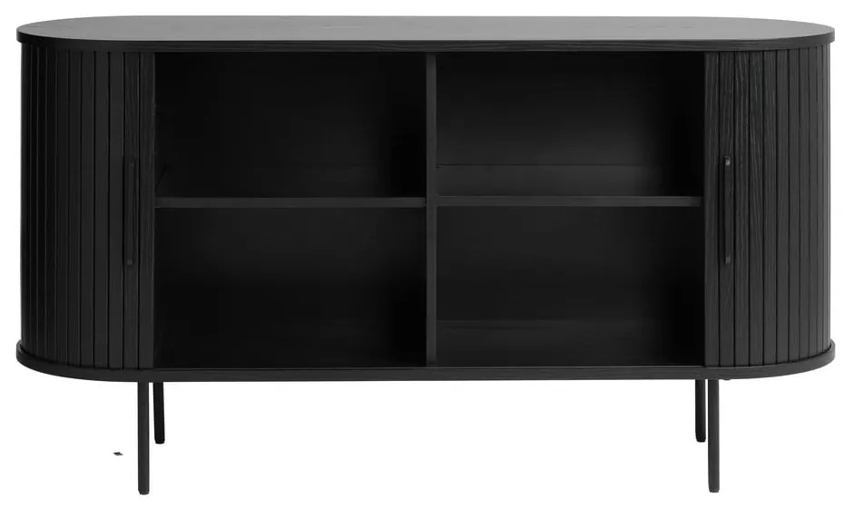 Cassettiera bassa nera effetto rovere 140x76 cm Nola - Unique Furniture