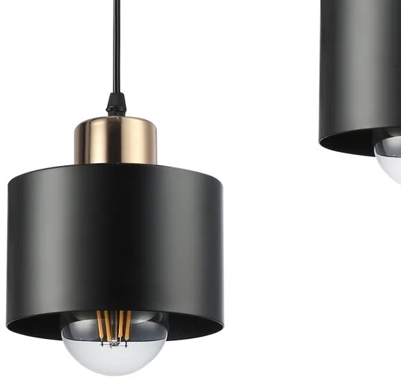 Lampadario a sospensione con filo 1xE27/35W/230V diametro 12 cm nero/oro