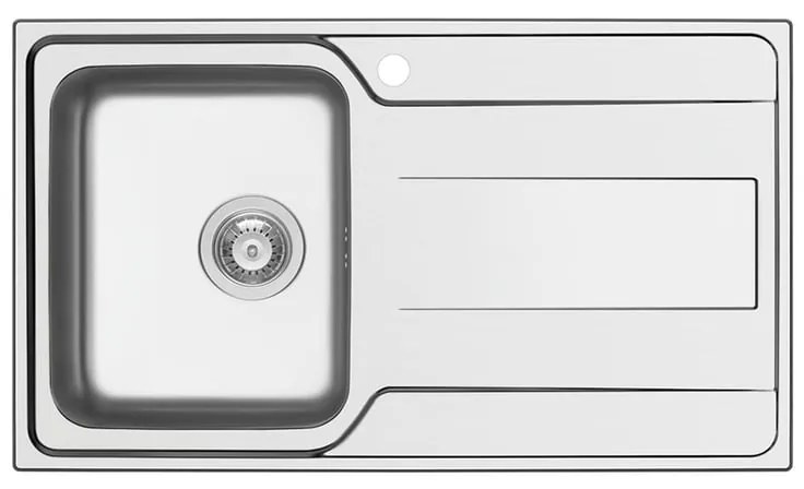 Lavello integrato 1 vasca in inox argento DELINIA Basalt L 50 x L 86 cm