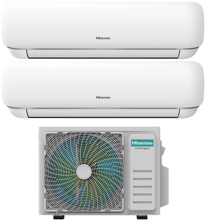 Condizionatore a muro multisplit HISENSE Dual Mini Apple Pro 9 + 12 kw 4.1 14000 BTU classe raffreddamento A++ classe riscaldamento A+