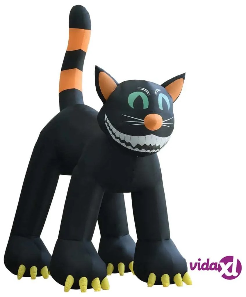 vidaXL Gatto Nero Gonfiabile per Halloween con LED XXL 6 m