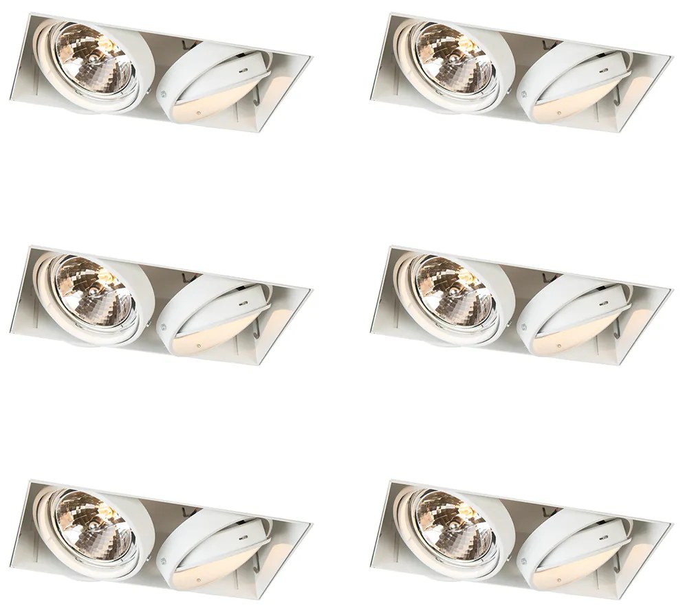 Set di 6 faretti da incasso a scomparsa a 2 luci bianchi, orientabili e inclinabili G53 AR111 - Oneon