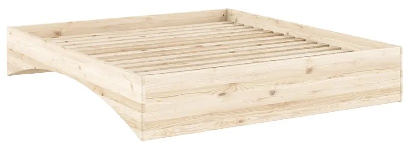 Letto matrimoniale di colore naturale in pino massiccio senza testiera 180x200 cm Orbit – Karup Design