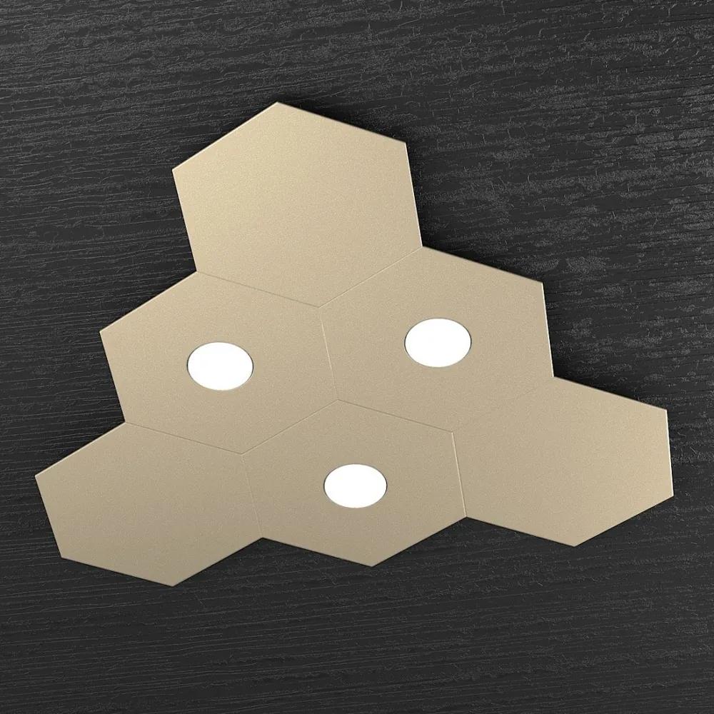 Plafoniera Moderna 6 Moduli Hexagon Metallo Sabbia 3 Luci Led 12X3W