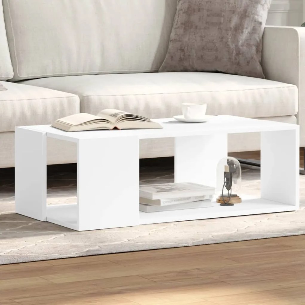 Tavolino Da Salotto Bianco 89,5x48x30 Cm İn Legno Multistrato /