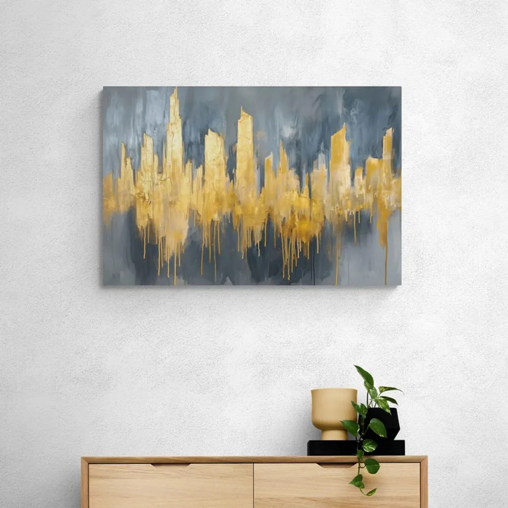 Stampa su tela – Pittura a olio astratta dorata