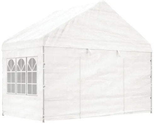 Gazebo con Tetto Bianco 8,92x4,08x3,22 m in Polietilene