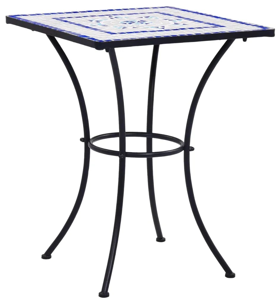 Set bistrò 3 pz con mosaico in ceramica blu e bianco