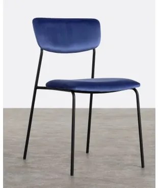 Pack 2 di Sedie da Pranzo in Metallo e Velluto Morgan Blu Sapphire - The Masie