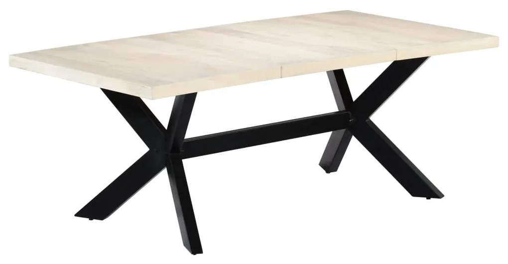 Tavolo Da Pranzo Bianco 200x100x75 Cm Legno Massello Di Mango /