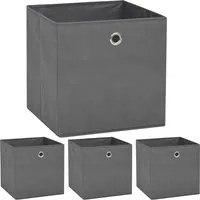 Contenitori 4 pz in Tessuto non Tessuto 32x32x32 cm Grigio 245747