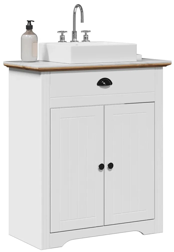 Mobile Lavabo Da Bagno Bodo Bianco E Marrone 70x35x80 Cm /