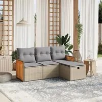 Set Divano da Giardino 4 pz con Cuscini Beige Misto Polyrattan 3265707