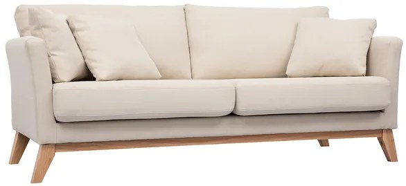 Divano sfoderabile in stile scandinavo 3 posti beige con piedini in legno OSLO