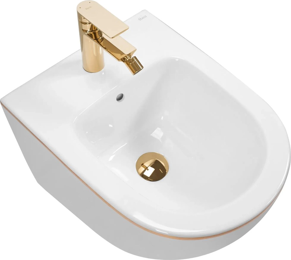 Bidet sospeso Rea Carlo Mini White Gold Edge