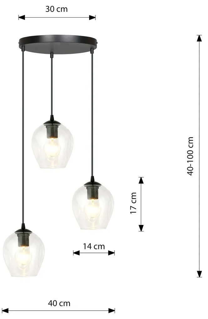 Lampadario a Sospensione in Acciaio e Vetro ISTAR 3 BL PREMIUM 3xE27