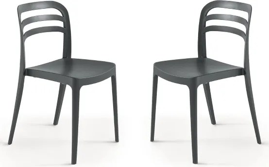 Sedia da giardino in polipropilene impilabile - DJANGO ANTRACITE 2 pezzi