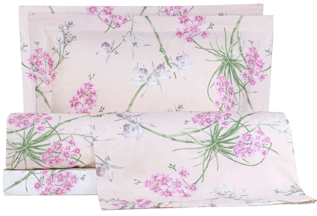 Completo Copripiumino in Percalle Orchidee Matrimoniale -