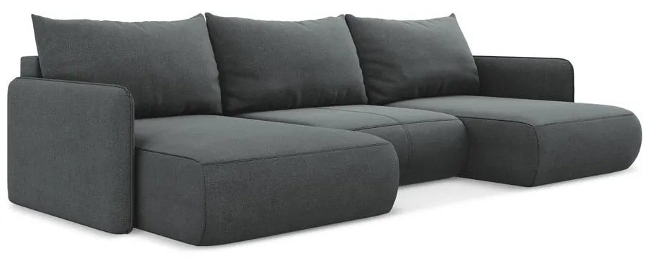 Divano angolare grigio allungabile/con contenitore Nanea – Makamii