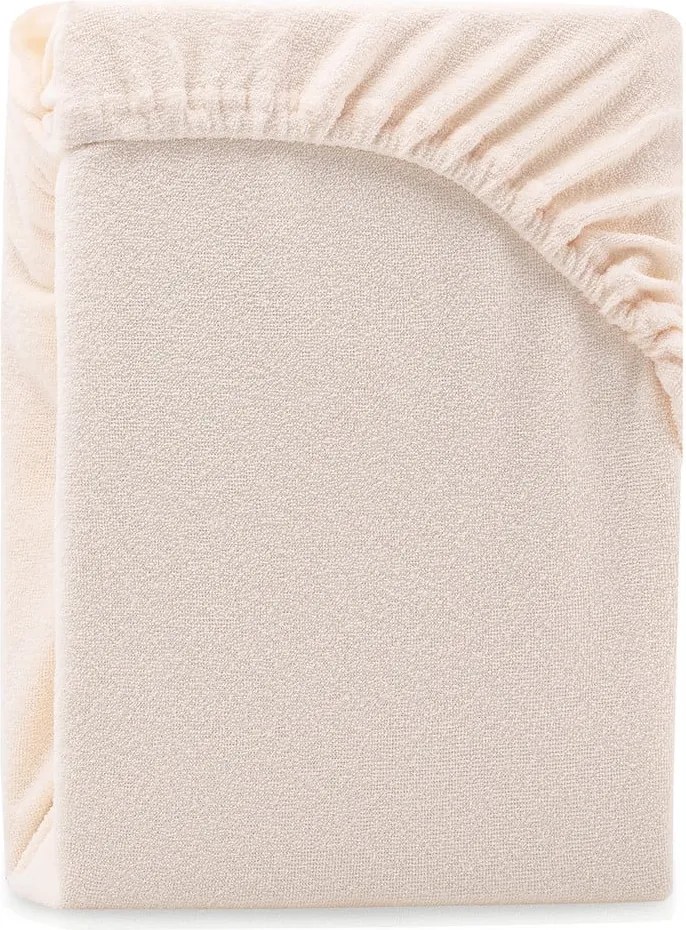 Lenzuolo con angoli beige in terry 160x200 cm Ruby – Restilo