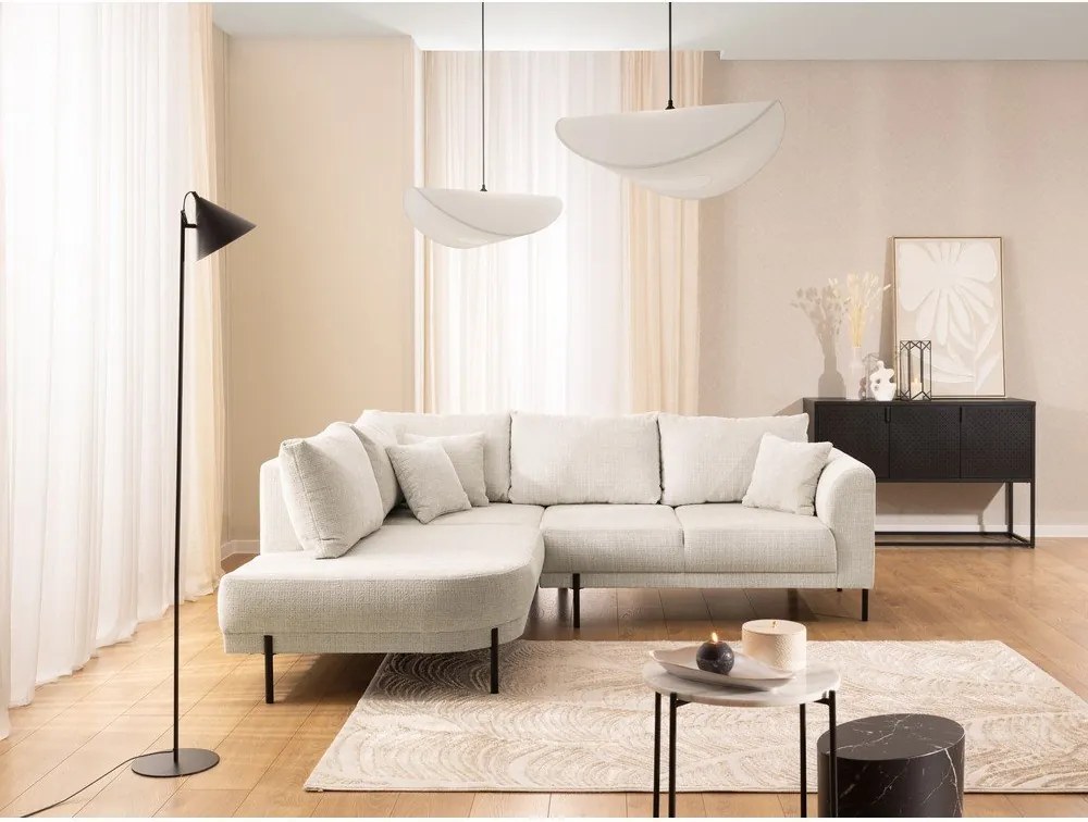 Divano angolare beige (con penisola a sinistra/a L) con rivestimento in ciniglia Mauris – Ropez