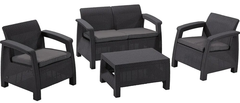 Set da giardino grigio scuro per 4 persone Corfu - Keter