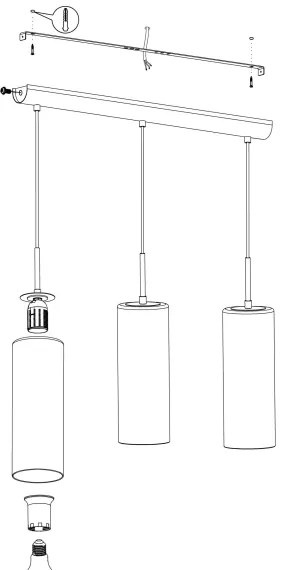 Eglo 98697 - Lampadario a sospensione con filo SELVINO 3xE27/15W/230V