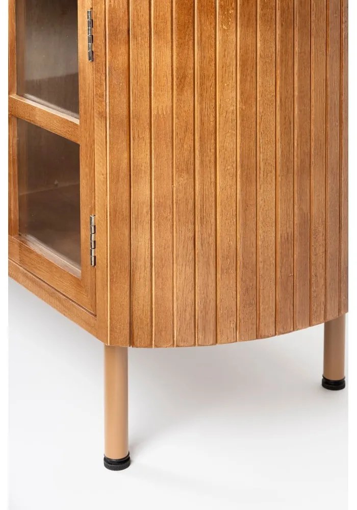 Mobile TV di colore naturale in legno di cauciù massiccio 150x55x38 cm Yaz – White Label