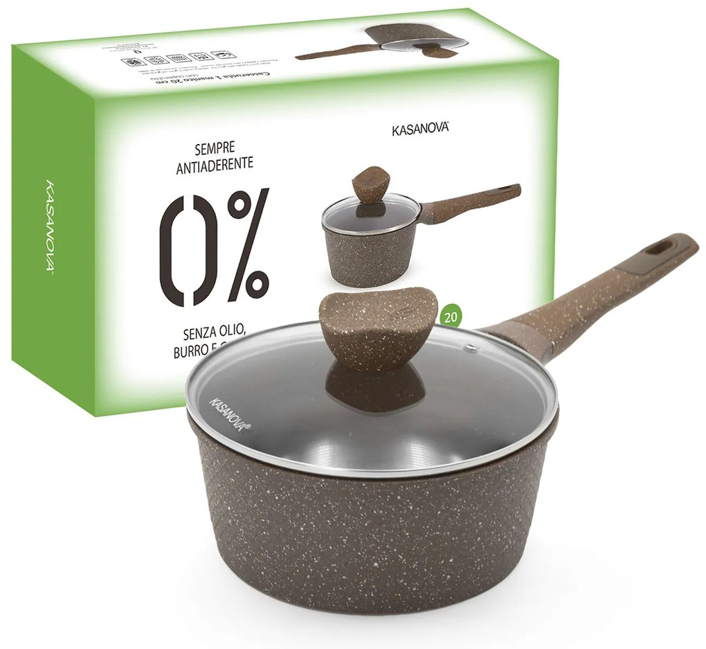 0% grassi casseruola 20 cm, con coperchio