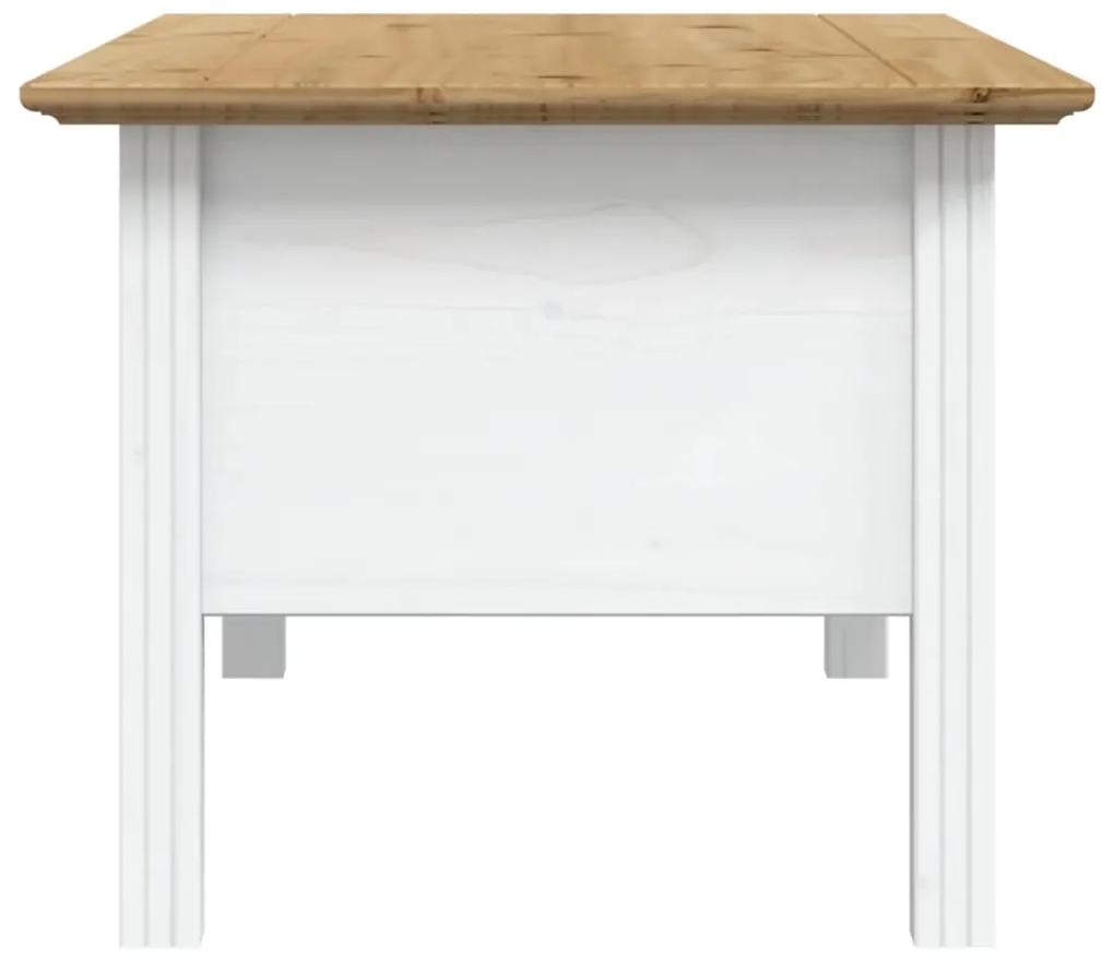 Tavolino bodo 100x55x45 cm legno massello pino bianco e marrone