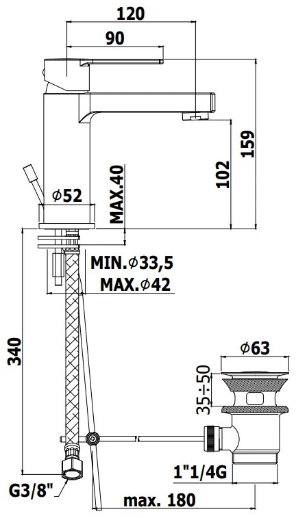 Paffoni West Ws075 Miscelatore lavabo Monocomando con Scarico Cromo