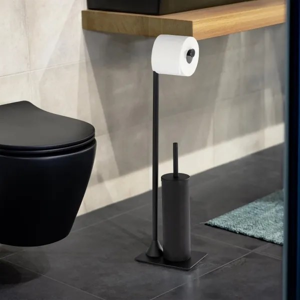 WENKO 23710100 - Scopino per WC HELLA 15x69 cm nero