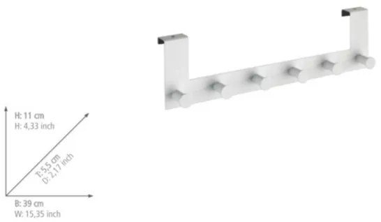 WENKO 23724100-Appendiabiti CELANO 39x11 cm bianco