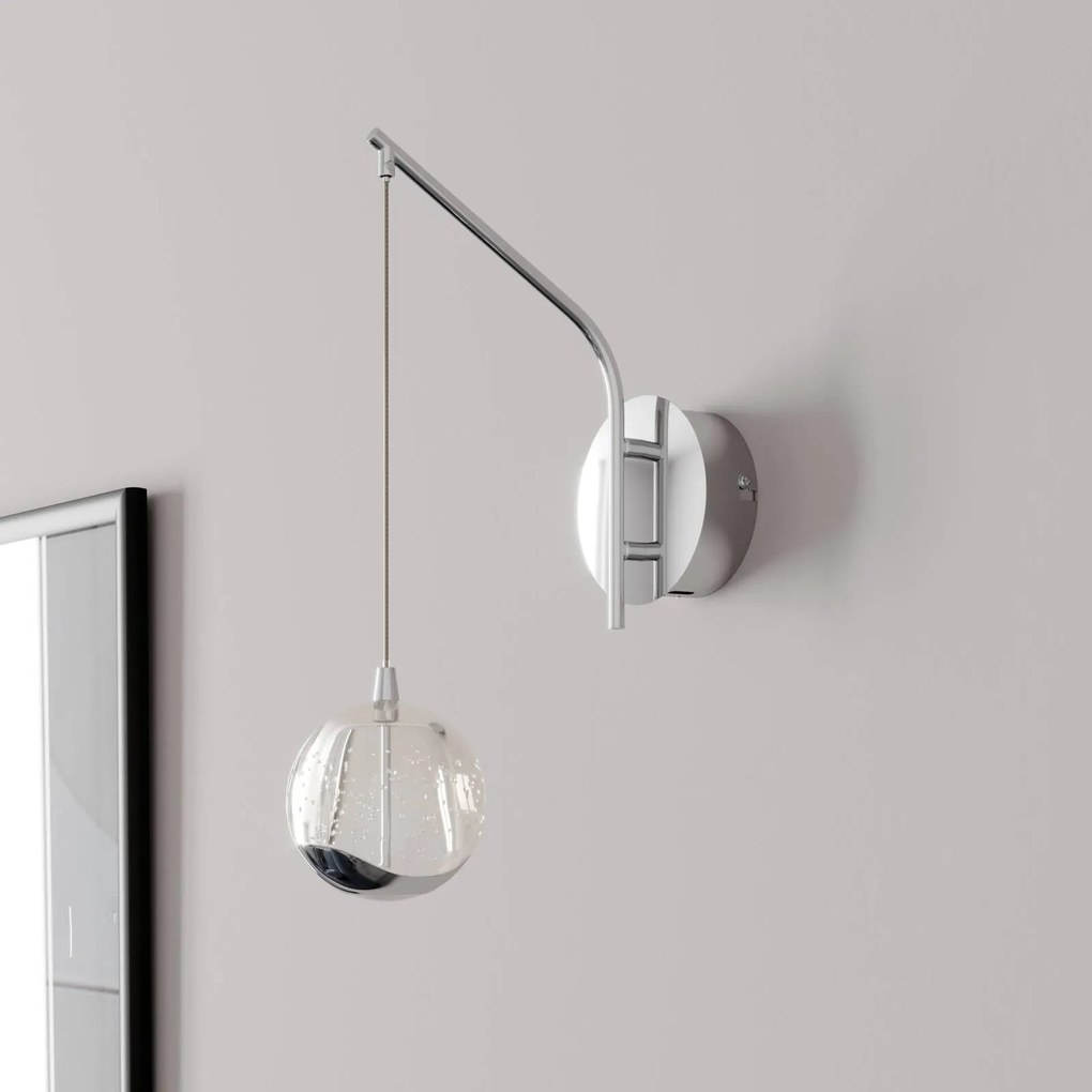 Applique da parete a LED Hayley Lucande, Chiaro / Trasparente, Soggiorno / Sala da pranzo, Vetro, Moderno, Applique a LED