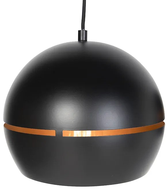 Lampada a sospensione di design nera con interno dorato 3 luci - Buell