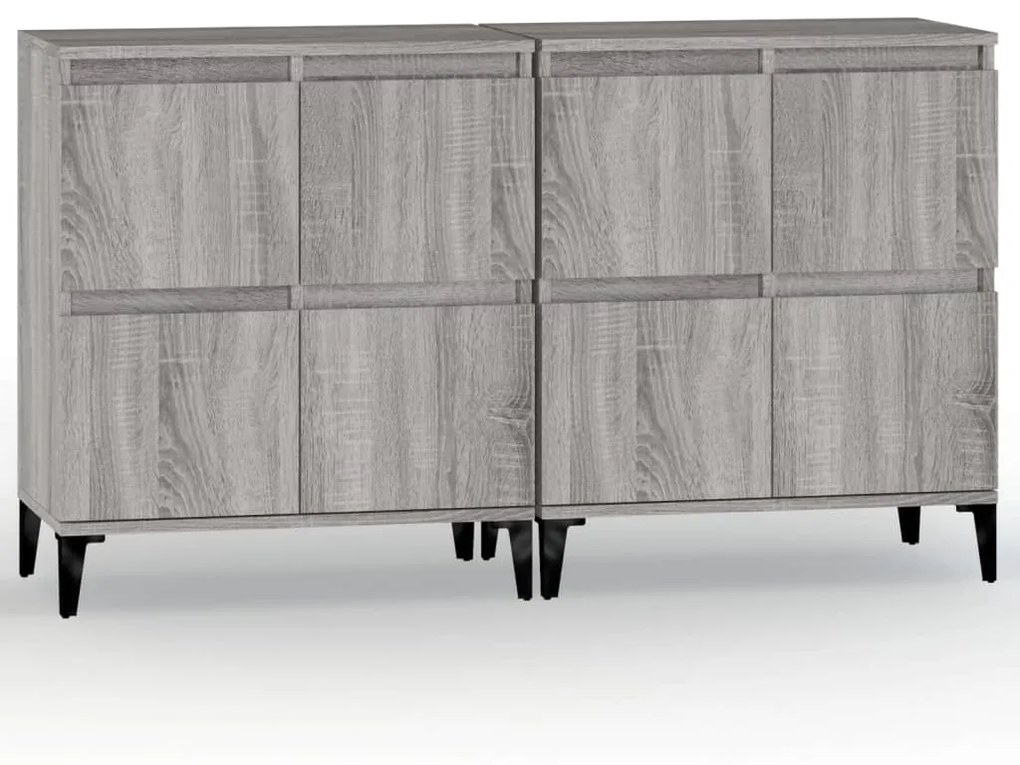 Credenze 2pz grigio sonoma 60x35x70 cm in legno multistrato