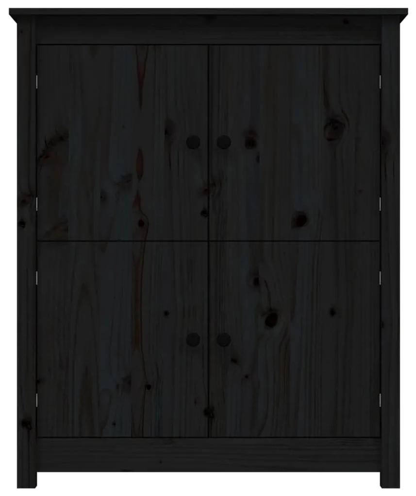 Credenza nera 83x41,5x100 cm in legno massello di pino