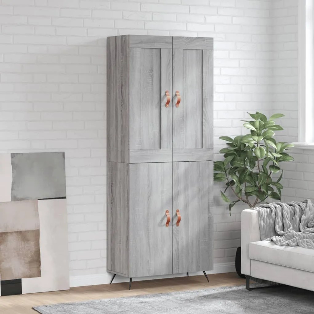 Credenza Grigio Sonoma 69,5x34x180 cm in Legno Multistrato