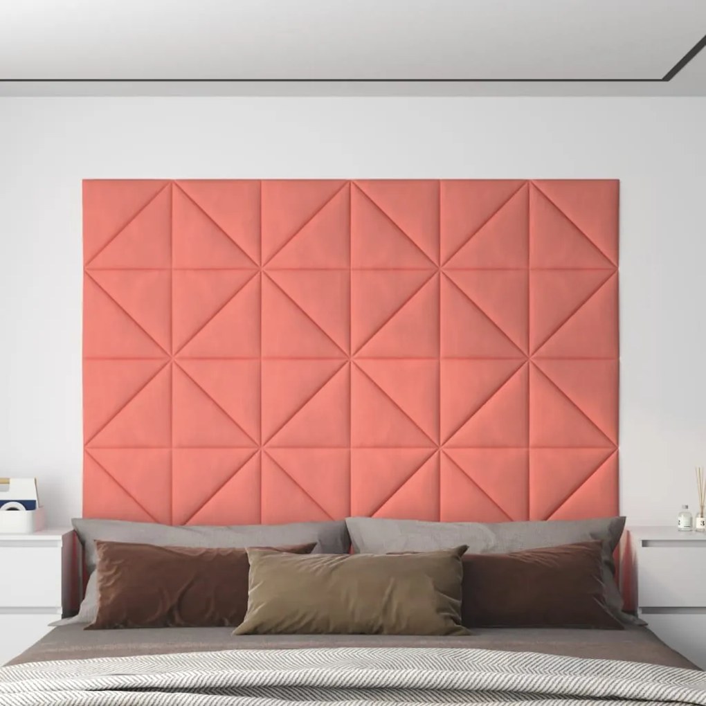 Pannelli Murali 12 Pz Rosa 30x30 Cm Velluto 0,54 M² /