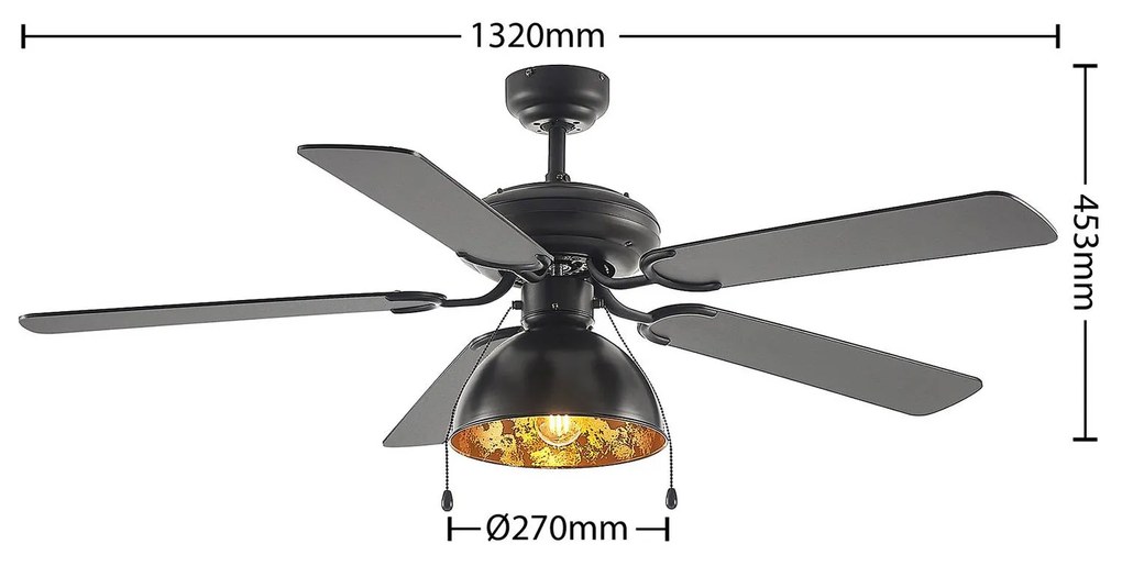 Ventilatore da soffitto Lucande con luce Shamoian, silenzioso, Ø 130 cm