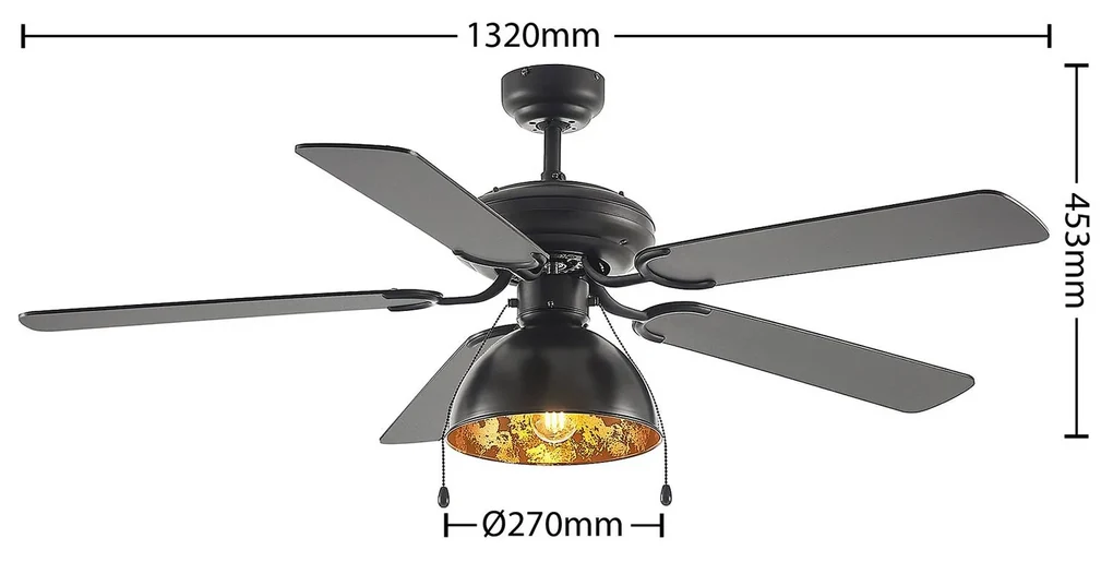 Ventilatore da soffitto Lucande con luce Shamoian, silenzioso, Ø 130 cm